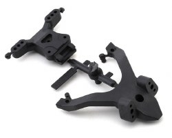 "RC10B7 FT Top Plate and Ballstud Mount, carbon"