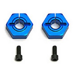 12mm Aluminum Front Clamping Wheel Hex Set (Blue) (2)