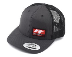 Factory Team Logo "Curved Bill" Trucker Hat (Black/Grey) (One Size Fits Most)