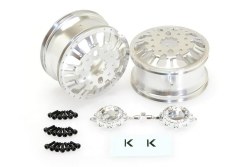 KG1 KD004 Duel Front Dually Wheel, Silver Anodized Pair with Cap, Decal, and 33x65.5mm Screws