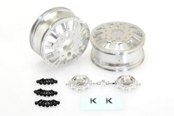KG1 KD004 Duel Rear Dually Wheel, Silver Anodized, 2pcs, with Cap, Decal, and Screws