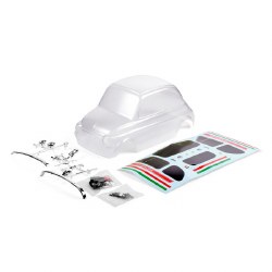 Fiat Abarth 595 Clear Body Set w/ Decal (175mm Wheelbase), for the Q & MT Series