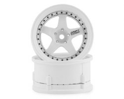 DS Racing Drift Element 5 Spoke Drift Wheels (Triple White w/Black Rivets) (2)