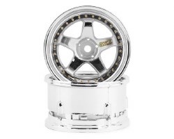 DS Racing Drift Element 5 Spoke Drift Wheels (Triple Chrome w/Gold Rivets) (2)