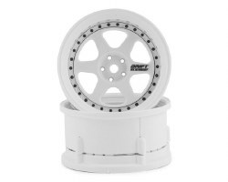 DS Racing Drift Element 6 Spoke Drift Wheels (Triple White w/Black Rivets) (2)