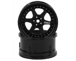 DS Racing Drift Element 6 Spoke Drift Wheels (Triple Black w/Silver Rivets) (2)