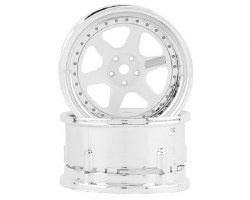 DS Racing Drift Element 6 Spoke Drift Wheels (White & Chrome) (2)