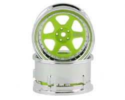 DS Racing Drift Element 6 Spoke Drift Wheel (Green Face/Chrome Lip/Chrome Rivet)