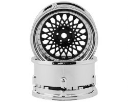 DS Racing Element Mesh Drift Wheels (Black w/Chrome Lip) (2) (Adjustable Offset)