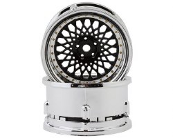 DS Racing Element Mesh Drift Wheels (Black w/Chrome Lip & Gold Rivets)