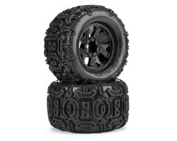 Warthog 3.8" All Terrain Tires Mounted on Ripper Black 8x32 Removable Hex Wheels (2) for 17mm MT Fro