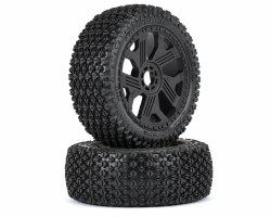 Thrasher Off-Road 1:8 Buggy Tires Mounted on Black Ripper 17mm Wheels (2) for Front or Rear