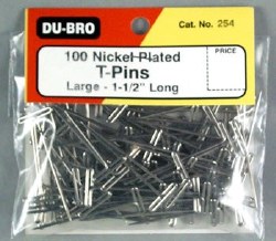 DUB254 T-Pins, Nickel Plated, 1-1/2 (100)