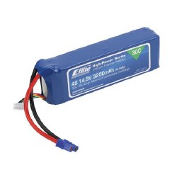 3200mAh 4S 14.8V 30C LiPo, 12AWG EC3