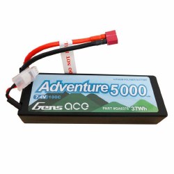 Gens Ace Adventure 5000mAh 7.4V 100C 2S1P Hard Case Lipo Battery Pack with Deans Plug 138x47x25mm