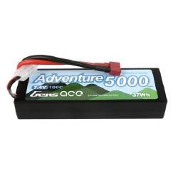 Adventure 5000mAh 7.4V 100C 2S1P Hard Case Lipo Battery Pack with Deans Plug 138x46x25mm