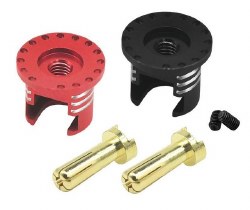 Hobby Details Heatsink Bullet Plug Grips with 5mm Bullets (Black/Red)
