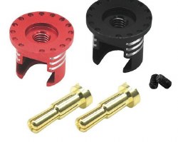 Hobby Details Heatsink Bullet Plug Grips with 4-5mm Bullets (Black/Red)