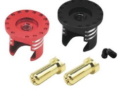 Hobby Details Heatsink Bullet Plug Grips with 5mm Bullets (Black/Red)  Low profile 5.0mm