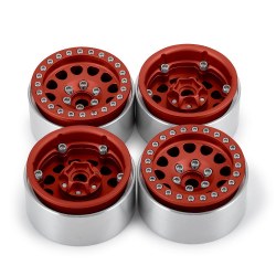 1.9" Aluminum Beadlock Wheels  - M105 Red (4) (Red Ring)