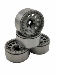 1.9" Aluminum Beadlock Wheels  - M105 Silver (4) (Silver Ring)