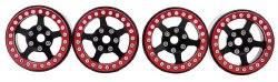 1.9" Aluminum Beadlock Wheels  - 5 Stars (4) (Red Rings)