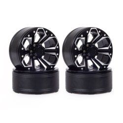 1.9" Aluminum Beadlock Wheels  - Petal 6 Style (4) (Black)