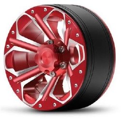1.9" Aluminum Beadlock Wheels  - Petal 6 Style (4) (Red)
