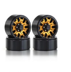 Hobby Details 1.9" Aluminum Quality-Anger Beadlock Crawler Wheels - Black/Gold (4)