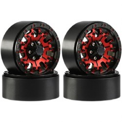 Hobby Details 1.9" Aluminum Quality-Anger Beadlock Crawler Wheels - Black/Red (4)