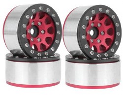 Hobby Details 1.55" Aluminum CNC BeadLock Wheels - Red Black (4)