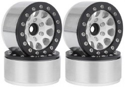 Hobby Details 1.55" Aluminum CNC BeadLock Wheels - Silver Black (4)