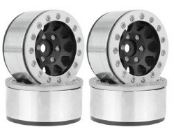 Hobby Details 1.55" Aluminum CNC BeadLock Wheels - Black Silver (4)