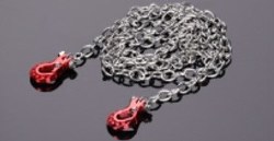 1/10 RC Crawler Accessories Tow Chain with Premium Red Hooks, Silver Chain: 890mm