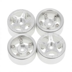 1.0" CNC Aluminum Starfish-Pro Beadlock Wheels (4)(Silver)