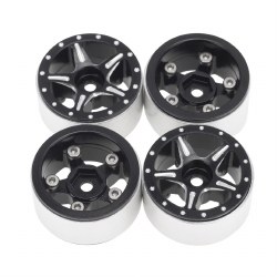 1.0" CNC Aluminum Starfish-Pro Beadlock Wheels (4)(Black)