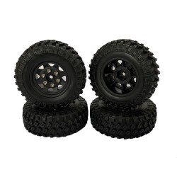 1.0'' Pre-mounted Wheel & Tire Set (4) Black Plastic Wheel