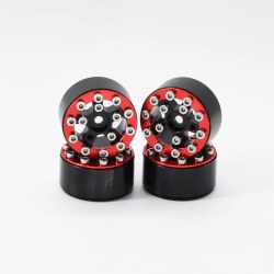 1.0" CNC Aluminum Screws-Style Beadlock Wheels (4)(Red)