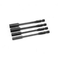 Hobby Details Nut Driver Tip Set - Hurricane 4pcs (4.0/5.5/7.0/8.0mm, 100mm length) - Titanium Coate