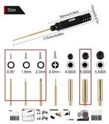 Hobby Details TRX-4M Tool Kit - Hex 0.05"/1.5mm/2.0mm and 5.0mm Nut Driver - German Steel, Chrome Pl