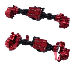 Traxxas TRX-4 Aluminum Front Axle and Rear Axle - Red (2) (Gears and Axles not included)