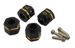 Brass Wheel Hex Adaptor Extensions +5 (12x10mm) 32g - Black (4)(Replaces TRA8269)