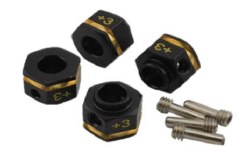Brass Wheel Hex Adaptor Extensions +3 (12x8mm) 25g - Black (4)(Replaces TRA8269)