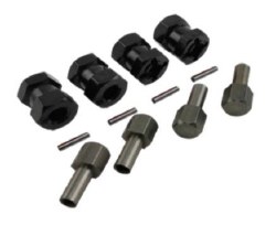 Wheel Hex Adaptor Extensions 12x15mm Screw: M8x20mm - Black (4)