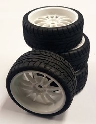 1/10 Rubber Onroad Tire & wheels.
3mm offset
** TIRES ARE NOT GLUED TO WHEELS **