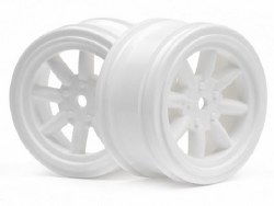 White Vintage 8 Spoke Wheel, 26mm, 0mm Offset (2pcs)