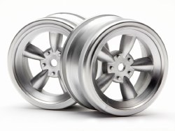 Matte Chrome Vintage 5 Spoke Wheel, 26mm, 0mm Offset (2pcs)