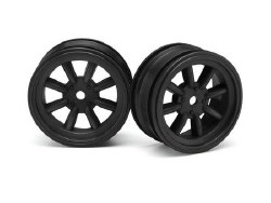 MX60 8 Spoke Wheel, Black, 0mm Offset, (2pcs)