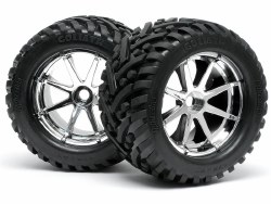 Mounted Goliath Tire, 178X97mm, on Blast Wheel, Chrome, Savage X
