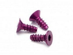 Aluminium TP Flat Head Screw, 3 8mm, Hex Head, Purple, (5pc)